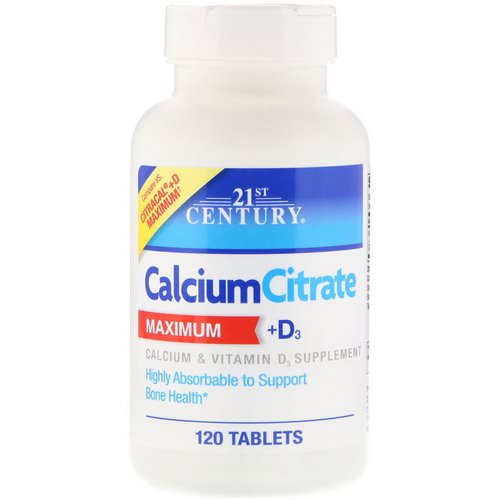 21st Century, Calcium Citrate Maximum + D3, 120 Tablets فوائد
