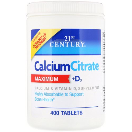 21st Century, Calcium Citrate Maximum + D3, 400 Tablets فوائد