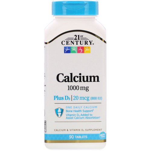 21st Century, Calcium Plus D3, 1,000 mg / 20 mcg, 90 Tablets فوائد