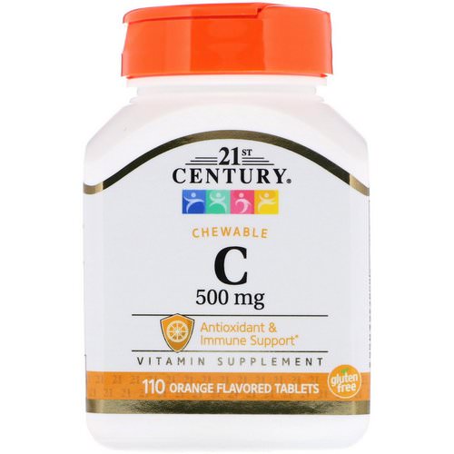 21st Century, Chewable C, 500 mg, 110 Orange Flavored Tablets فوائد