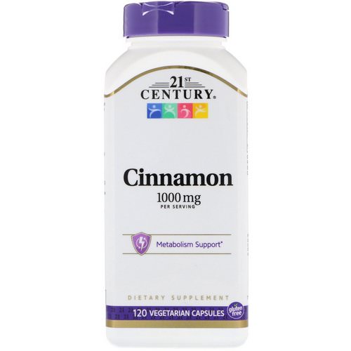 21st Century, Cinnamon, 1000 mg, 120 Vegetarian Capsules فوائد