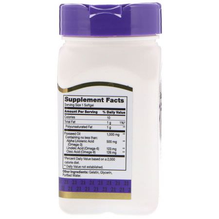 21st Century, Flaxseed Oil, 1,000 mg, 60 Softgels:مكملات بذ,ر الكتان, Omegas EPA DHA