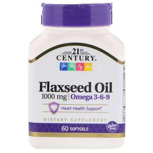 21st Century, Flaxseed Oil, 1,000 mg, 60 Softgels فوائد