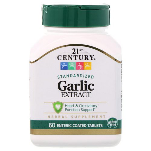 21st Century, Garlic Extract, Standardized, 60 Enteric Coated Tablets فوائد