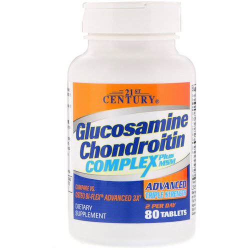 21st Century, Glucosamine Chondroitin Complex Plus MSM, Advanced Triple Strength, 80 Tablets فوائد