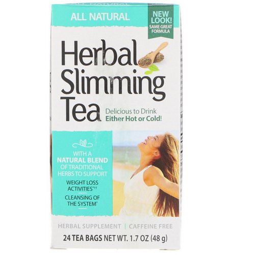 21st Century, Herbal Slimming Tea, All Natural, Caffeine Free, 24 Tea Bags, 1.7 oz (48 g) فوائد
