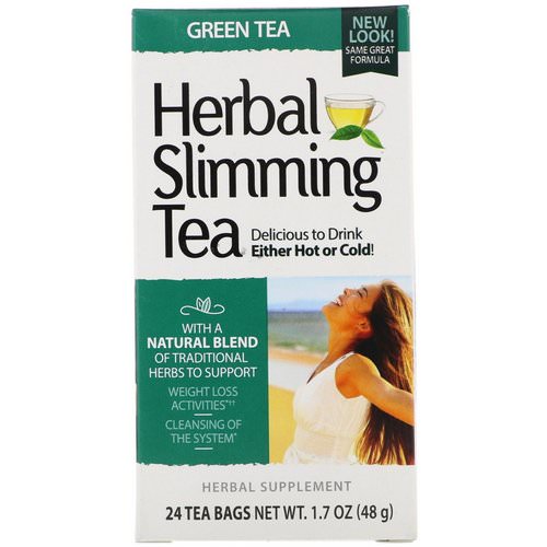 21st Century, Herbal Slimming Tea, Green Tea, Caffeine Free, 24 Tea Bags, 1.6 oz (45 g) فوائد