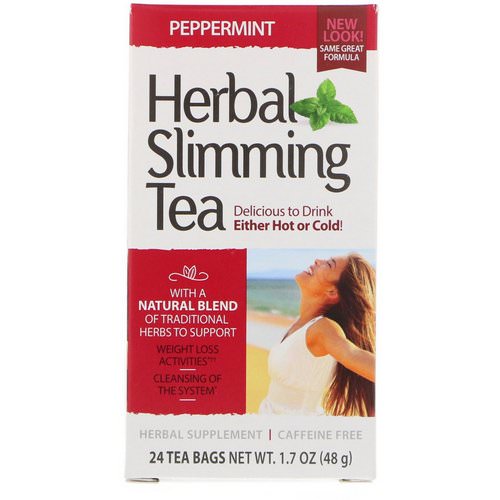 21st Century, Herbal Slimming Tea, Peppermint, Caffeine Free, 24 Tea Bags, 1.7 oz (48 g) فوائد