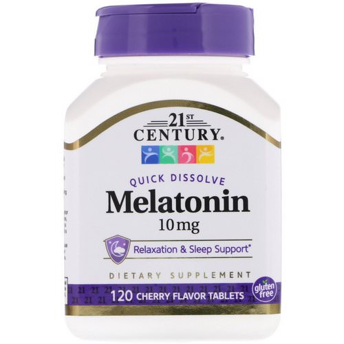 21st Century, Melatonin, Cherry Flavor, 10 mg, 120 Quick Dissolve Tablets فوائد