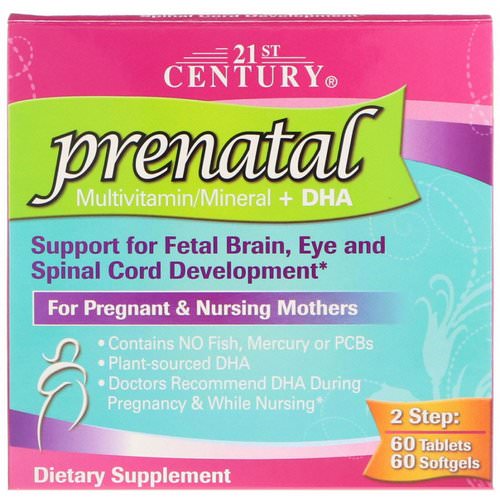 21st Century, Prenatal Multivitamin/Mineral + DHA, 2 Bottles, 60 Tablets / 60 Softgels فوائد