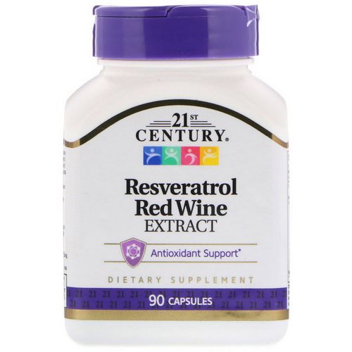 21st Century, Resveratrol Red Wine Extract, 90 Capsules فوائد