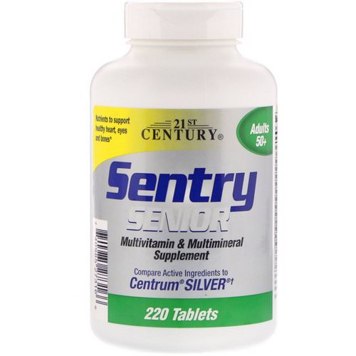 21st Century, Sentry Senior, Multivitamin & Multimineral Supplement, Adults 50+, 220 Tablets فوائد