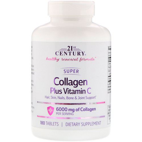 21st Century, Super Collagen Plus Vitamin C, 6000 mg, 180 Tablets فوائد