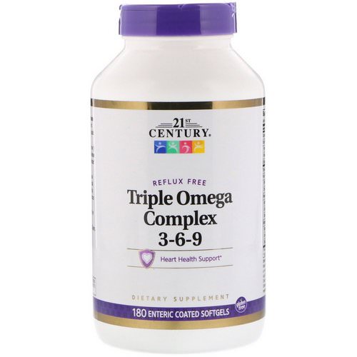 21st Century, Triple Omega Complex 3-6-9, 180 Enteric Coated Softgels فوائد