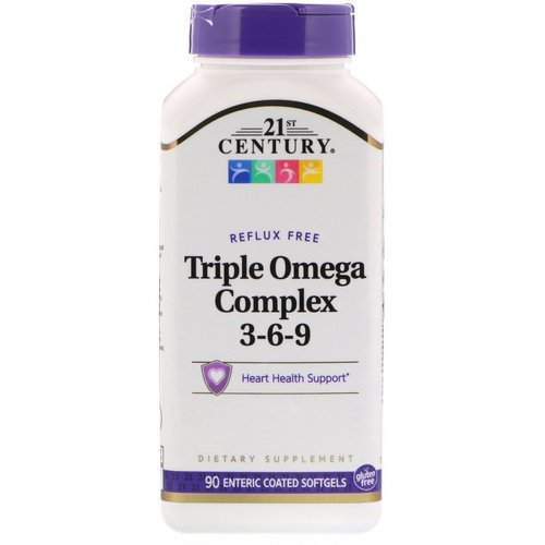 21st Century, Triple Omega Complex 3-6-9, 90 Enteric Coated Softgels فوائد