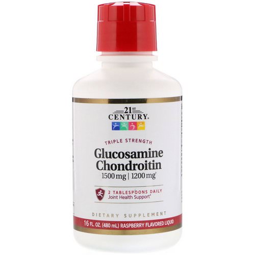 21st Century, Triple Strength Liquid Glucosamine Chondroitin, Raspberry Flavor, 16 fl oz (480 ml) فوائد