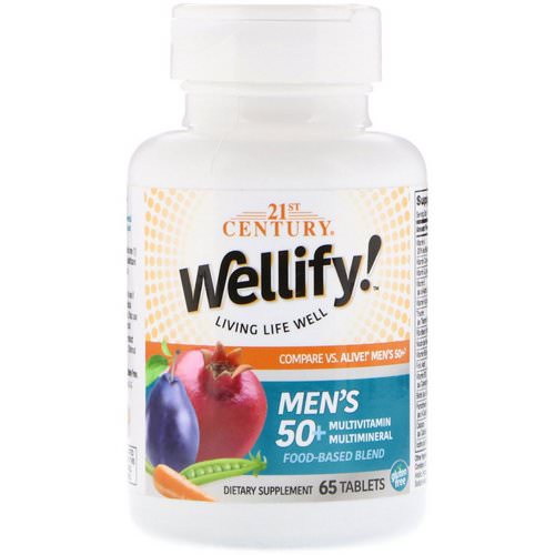 21st Century, Wellify, Men's 50+, Multivitamin Multimineral, 65 Tablets فوائد