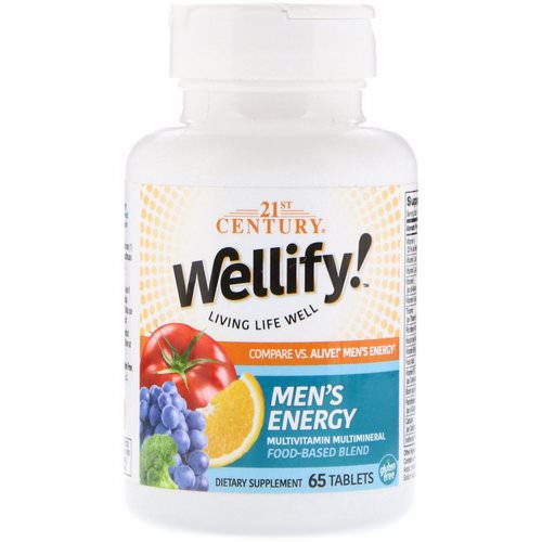 21st Century, Wellify! Men's Energy, Multivitamin Multimineral, 65 Tablets فوائد