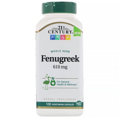 21st Century, Whole Herb Fenugreek, 610 mg, 100 Vegetarian Capsules فوائد