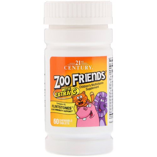 21st Century, Zoo Friends with Extra C, 60 Chewable Tablets فوائد