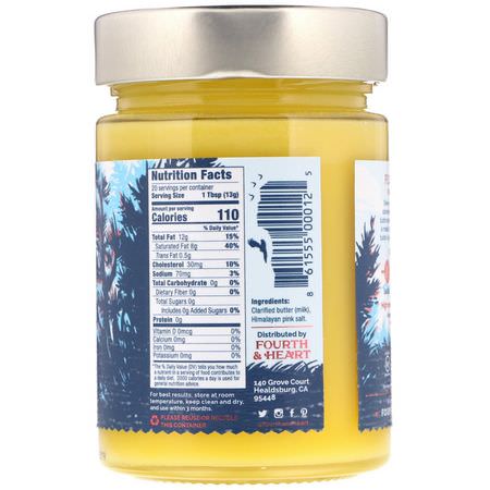 4th & Heart, Ghee Clarified Butter, Grass-Fed, Himalayan Pink Salt, 9 oz (225 g):السمن, الخل