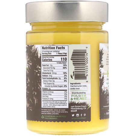 4th & Heart, Ghee Clarified Butter, Grass-Fed, Vanilla Bean, 9 oz (225 g):السمن, الخل