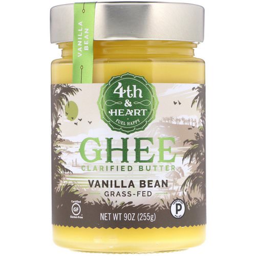 4th & Heart, Ghee Clarified Butter, Grass-Fed, Vanilla Bean, 9 oz (225 g) فوائد