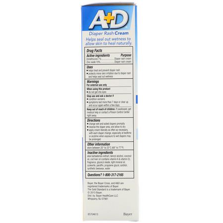 A+D, Diaper Rash Cream with Dimethicone and Zinc Oxide, 4 oz (113 g):علاجات طفح الحفاضات, حفاضات الأطفال