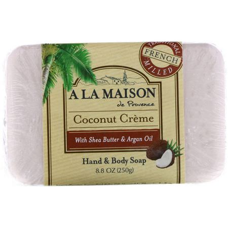 A La Maison de Provence, Hand & Body Bar Soap, Coconut Cream, 8.8 oz (250 g):شريط الصابون, دش