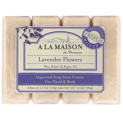 A La Maison de Provence, Hand & Body Bar Soap, Lavender Flowers, 4 Bars, 3.5 oz (100 g) Each فوائد