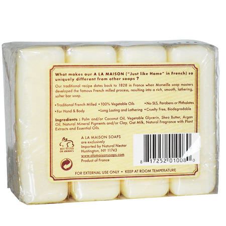 A La Maison de Provence, Hand & Body Bar Soap, Oat Milk, 4 Bars, 3.5 oz (100 g) Each:شريط الصابون, دش