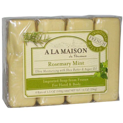 A La Maison de Provence, Hand & Body Bar Soap, Rosemary Mint, 4 Bars, 3.5 oz (100 g) Each فوائد