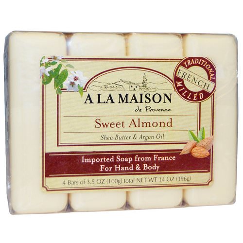 A La Maison de Provence, Hand & Body Bar Soap, Sweet Almond, 4 Bars, 3.5 oz Each فوائد