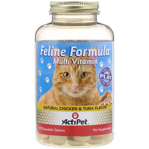 Actipet, Feline Formula, Multivitamin For Cats, Natural Chicken & Tuna Flavor, 90 Chewable Tablets فوائد