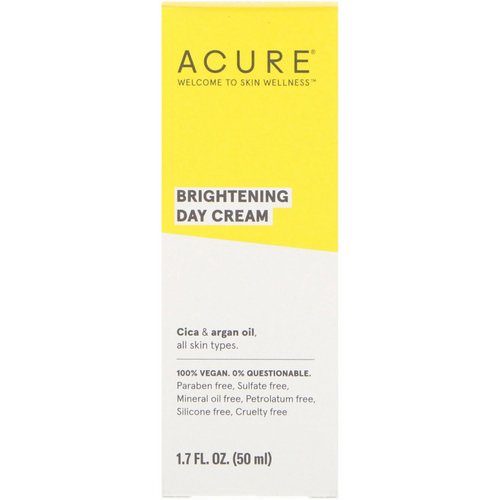 Acure, Brightening Day Cream, All Skin Types, 1.7 fl oz (50 ml) فوائد