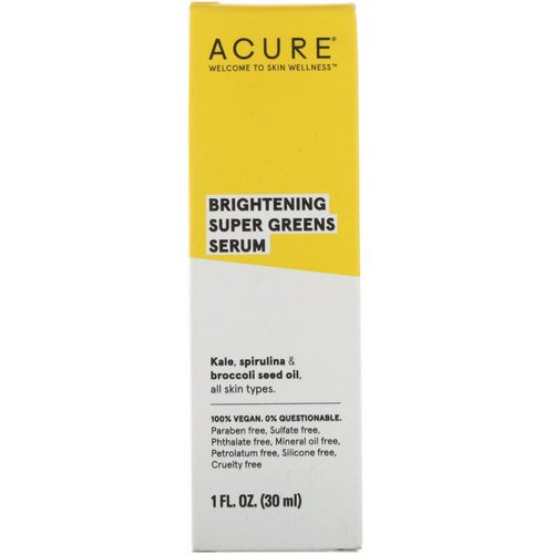 Acure, Brightening, Super Greens Serum, 1 fl oz (30 ml) فوائد