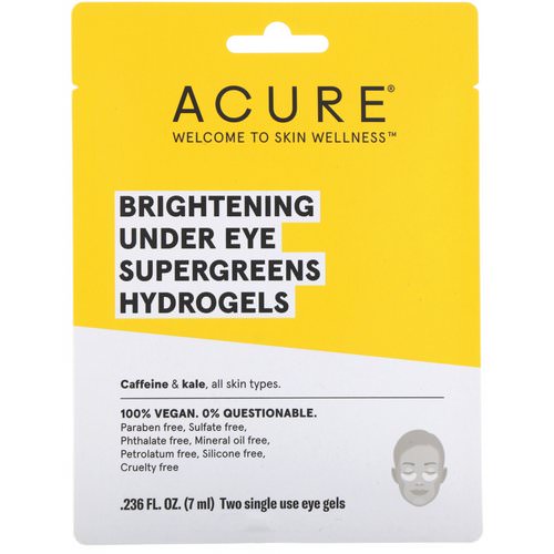 Acure, Brightening Under Eye SuperGreens Hydrogels, 2 Single Use Eye Gels, 0.236 fl oz (7 ml) فوائد