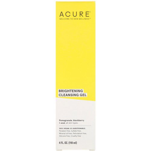 Acure, Brightening Cleansing Gel, 4 fl oz (118 ml) فوائد
