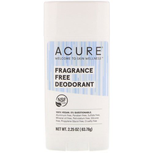 Acure, Deodorant, Fragrance Free, 2.25 oz (63.78 g) فوائد