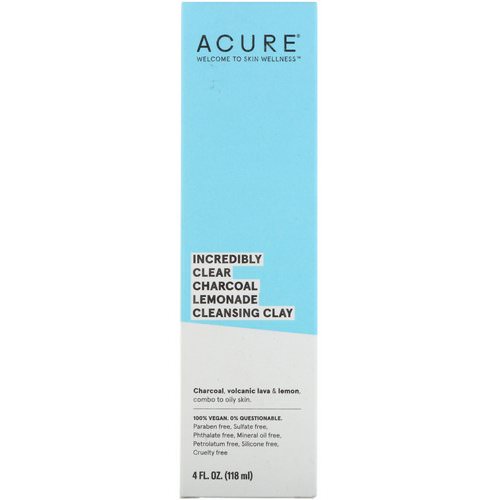Acure, Incredibly Clear Charcoal Lemonade Cleansing Clay, 4 fl oz (118 ml) فوائد