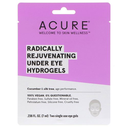 Acure, Radically Rejuvenating Under Eye Hydrogels Mask, 2 Single Use Eye Gels, 0.236 fl oz (7 ml) فوائد