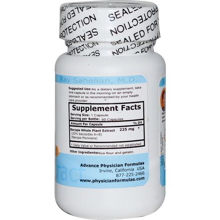 Advance Physician Formulas, Bacopa Extract, 225 mg, 60 Capsules:Bacopa, Adaptogens