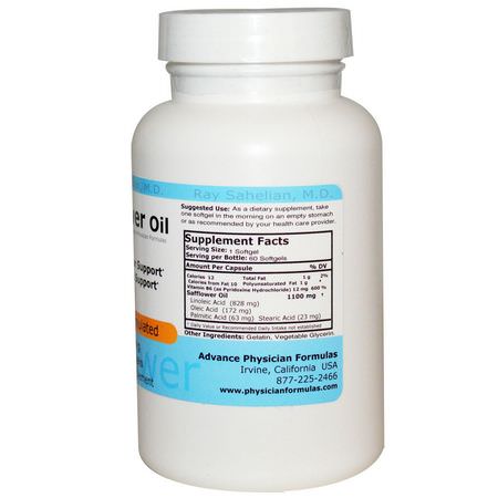 Advance Physician Formulas, Safflower Oil, 1100 mg, 60 Softgels:زيت القرطم, ال,زن