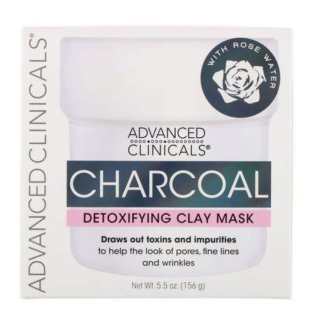 Advanced Clinicals, Charcoal, Detoxifying Clay Mask, 5.5 oz (156 g):أقنعة الطين, القش,ر