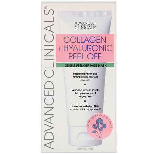 Advanced Clinicals, Collagen + Hyaluronic Peel-Off, Gentle Peel-Off Face Mask, 3.4 fl oz (101 ml) فوائد