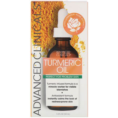 Advanced Clinicals, Turmeric Oil, Perfect for Problem Skin, 1.8 fl oz (53 ml):عيب, حب الشباب