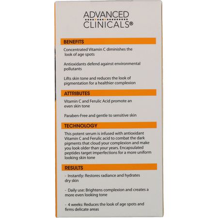 Advanced Clinicals, Vitamin C, Anti Aging Serum, 1.75 fl oz (52 ml):فيتامين C, ثبات