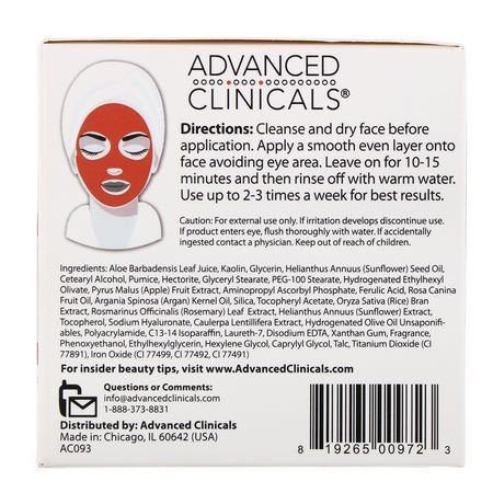 Advanced Clinicals, Vitamin C, Exfoliating Clay Mask, 5.5 oz (156 g):Vitamin C, أقنعة الطين