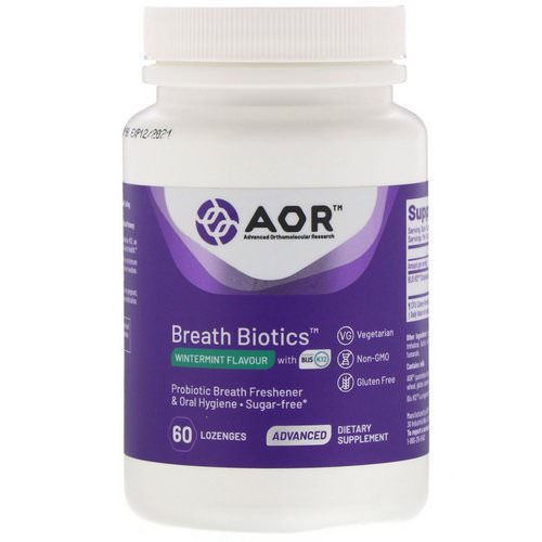 Advanced Orthomolecular Research AOR, Breath Biotics, Wintermint Flavor with Blis K12, 60 Lozenges فوائد