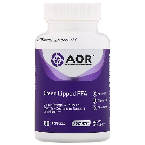 Advanced Orthomolecular Research AOR, Green Lipped FFA, 60 Softgels فوائد